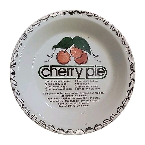 Cherry Pie Recipe Baking Dish 10” Plate - Picture 1 of 2